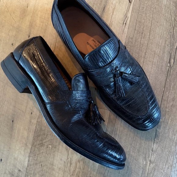 Allen Edmonds Clayton Tassel LoafersBlack Lizard Skin